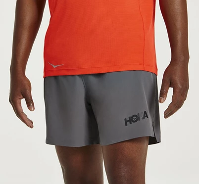 HOKA Glide 5" Kort Løbebukser Herre Grå / Rød | TJUKX-1065